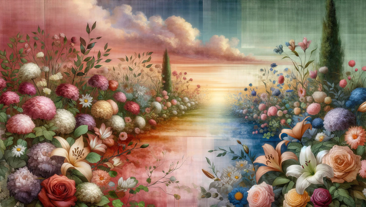 Watercolor Floral Path Mural Wallpaper - pure wallpaper artwork