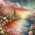 Watercolor Floral Path Mural Wallpaper - pure wallpaper artwork