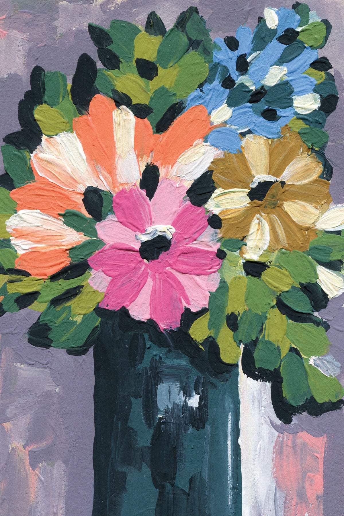 Painterly Florals in Vase I Mural Wallpaper - pure wallpaper artwork