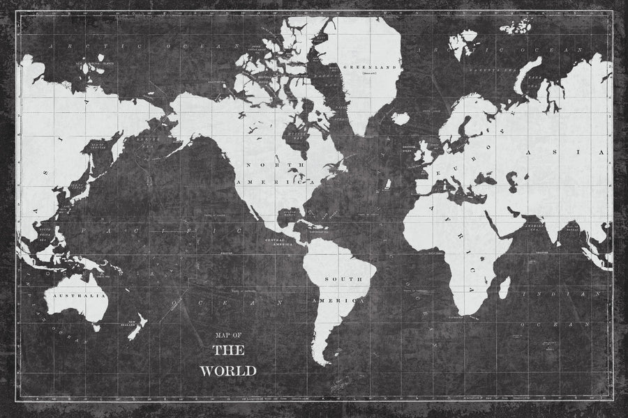 Blueprint World Map Gray Mural Wallpaper