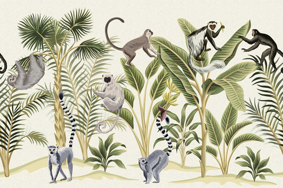 Where the Monkey's Play Mural Wallpaper