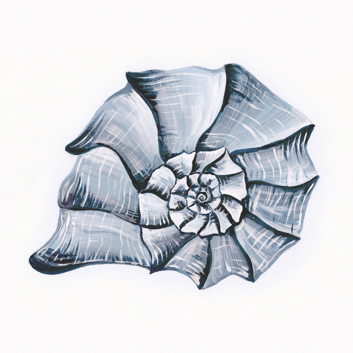Coastal Harp Shell Navy Mural Wallpaper - pure wallpaper artwork