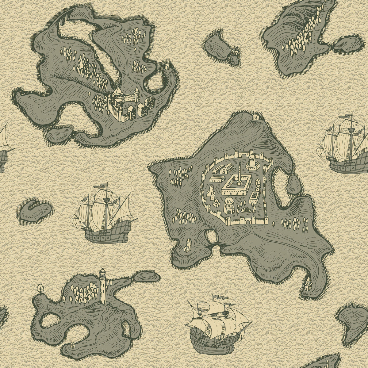 Treasure Map Washed Mural Wallpaper - pure wallpaper artwork