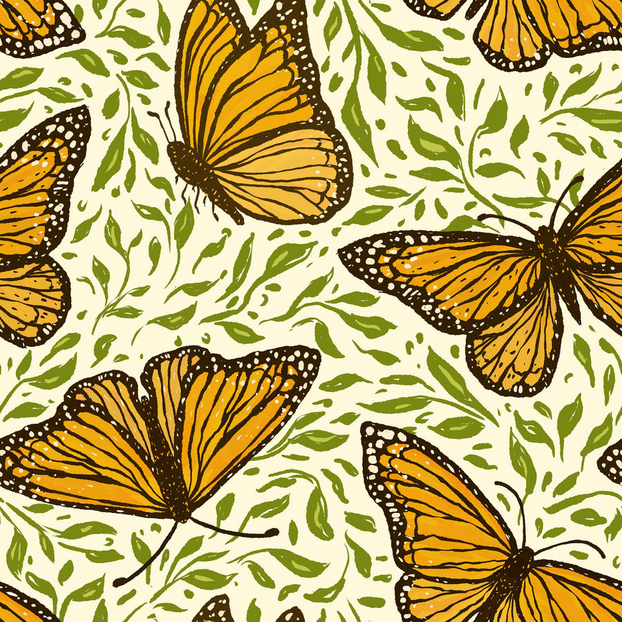 Papillion I, White Mural Wallpaper