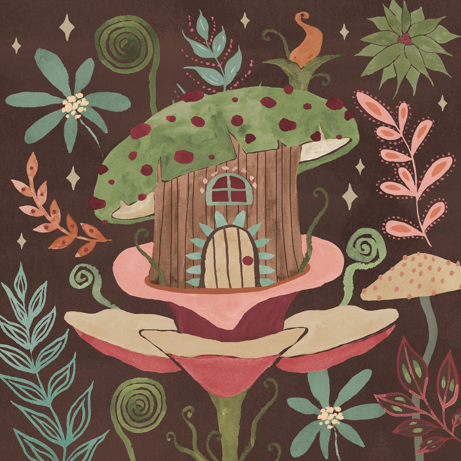 Floralscape Fairies IV Dark Mural Wallpaper