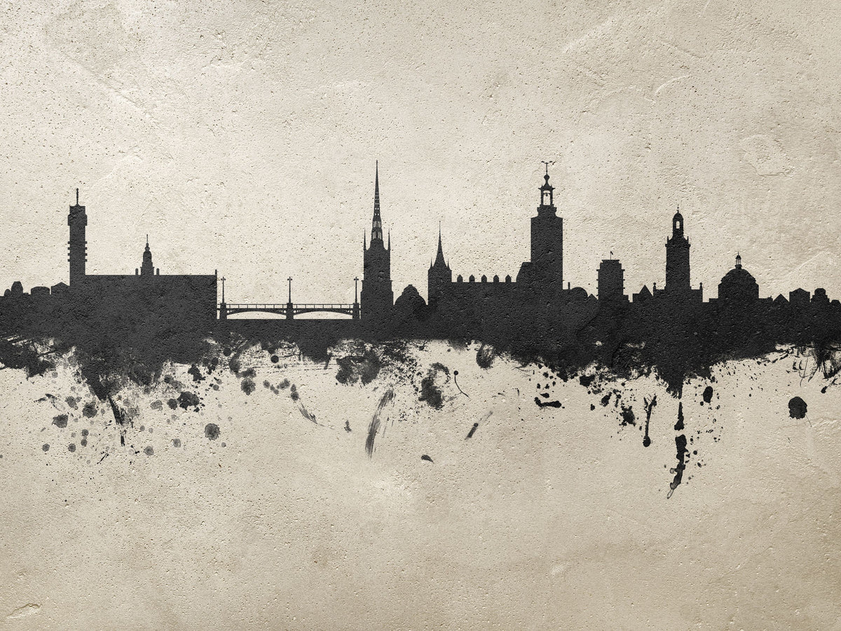 Stockholm Skyline Concrete Mural Wallpaper - pure wallpaper artwork