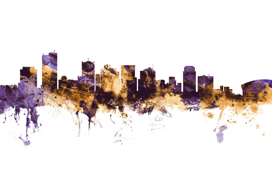 Phoenix Skyline Purple & Gold Mural Wallpaper