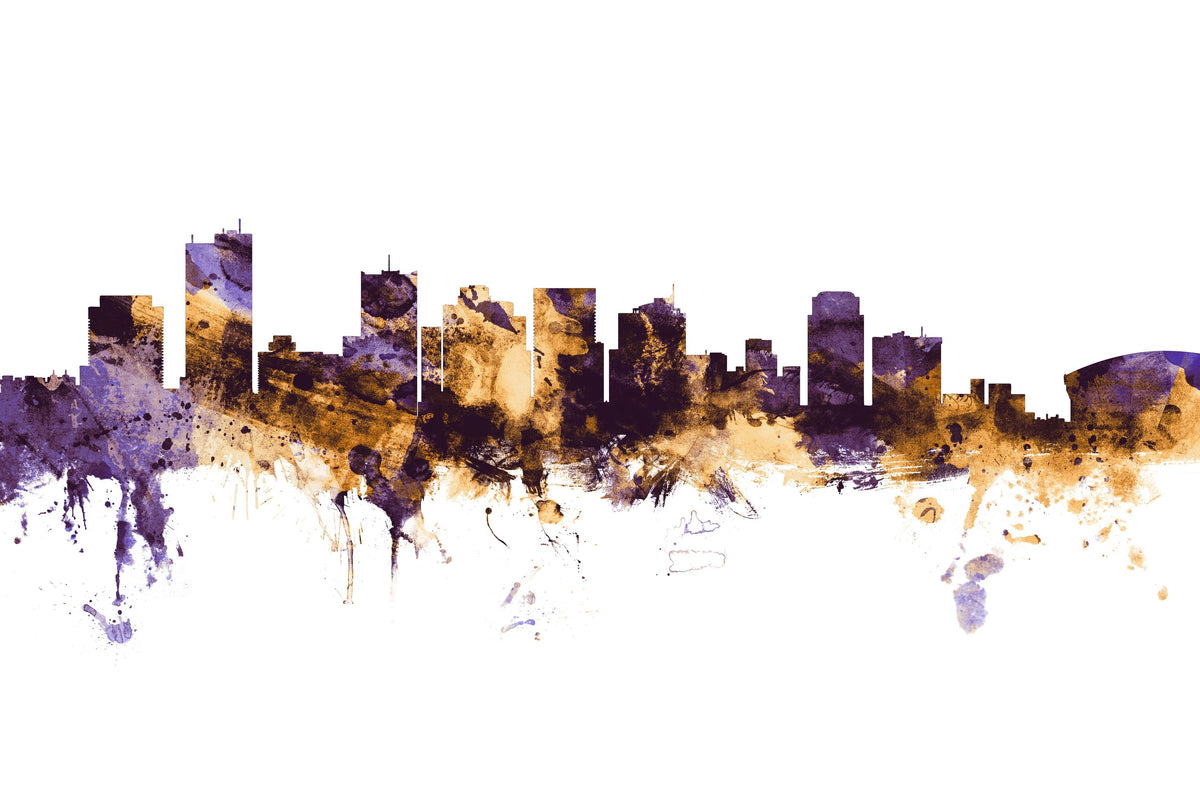 Phoenix Skyline Purple & Gold Mural Wallpaper - pure wallpaper artwork