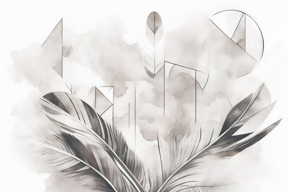 Feather Geometry Smoke Mural Wallpaper - pure wallpaper artwork