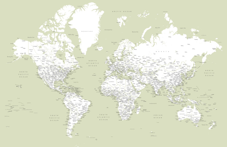 World Map Cities - Xolani Mural Wallpaper