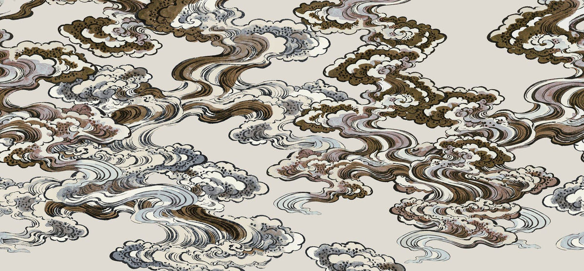 Ukiyo-e Clouds, Browns Mural Wallpaper - pure wallpaper artwork