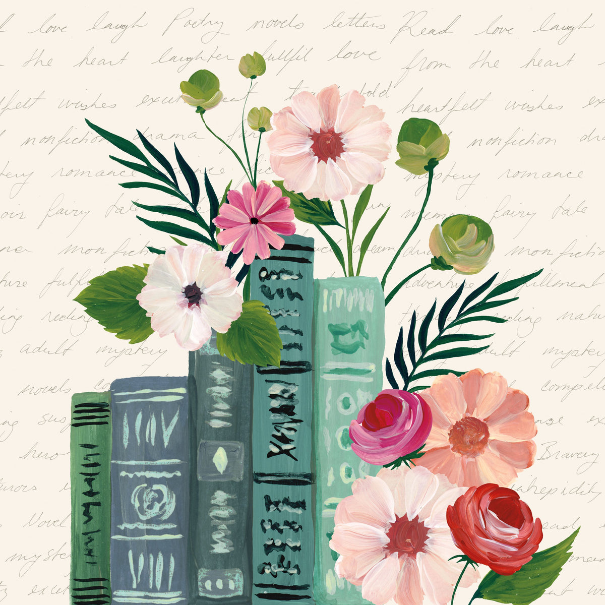 Blooming Books III Mural Wallpaper - pure wallpaper artwork