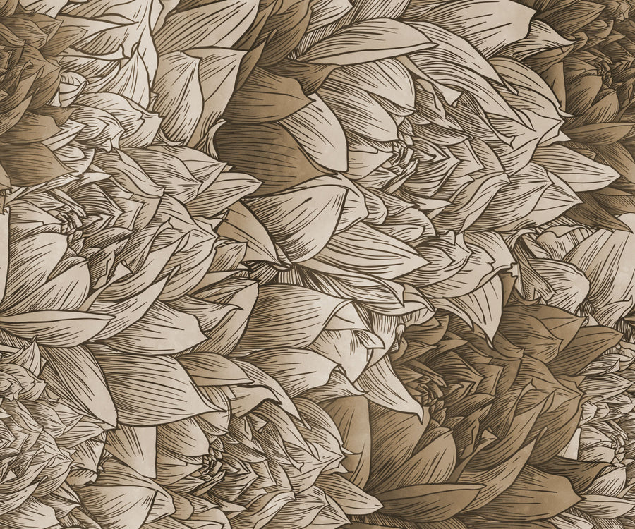 Chasing Dahlia Sepia Mural Wallpaper