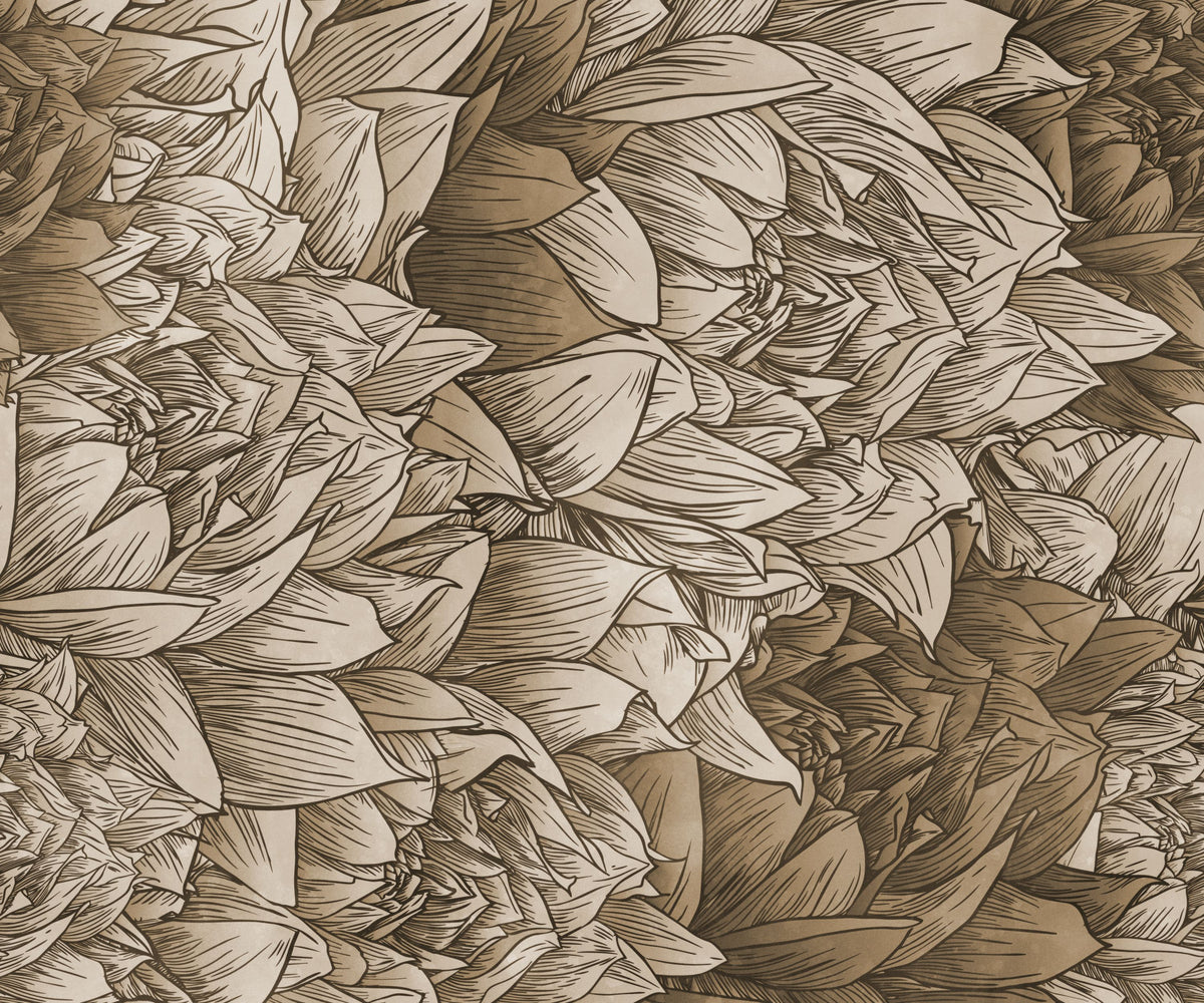 Chasing Dahlia Sepia Mural Wallpaper - pure wallpaper artwork