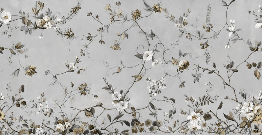 Floral Heaven, Ecru Mural Wallpaper