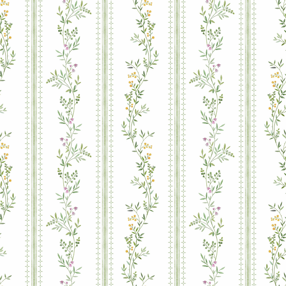 Botanical Pinstripe Mural Wallpaper - pure wallpaper artwork