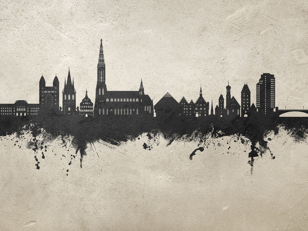 Ulm Germany Skyline Concrete Mural Wallpaper - pure wallpaper artwork