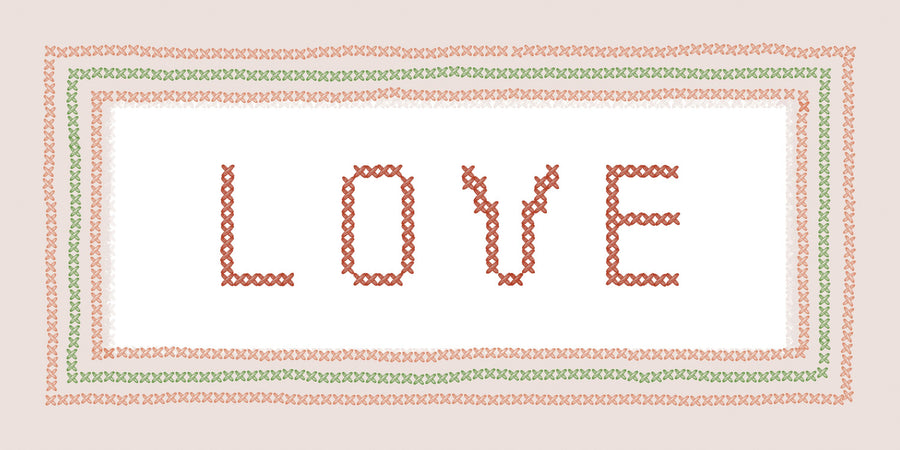 Love Cross Stitch Mural Wallpaper