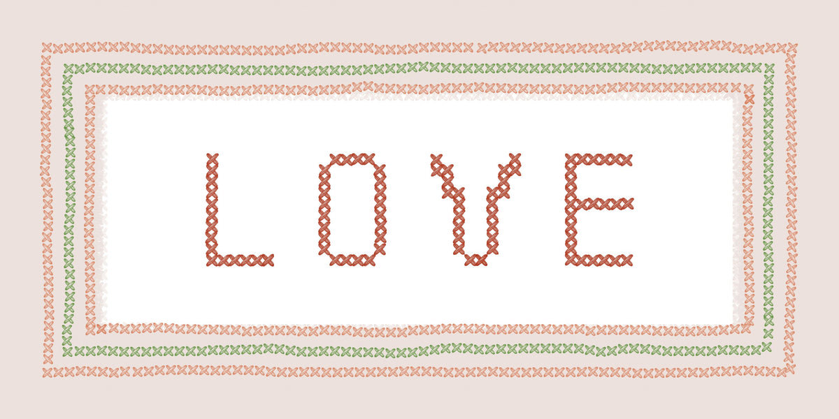 Love Cross Stitch Mural Wallpaper - pure wallpaper artwork
