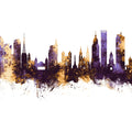 São Paulo Brazil Skyline Purple & Gold Mural Wallpaper - pure wallpaper artwork