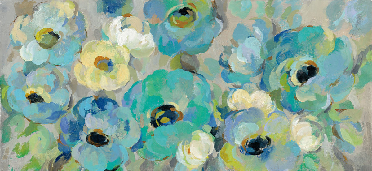 Fresh Teal Flowers Mural Wallpaper - pure wallpaper artwork