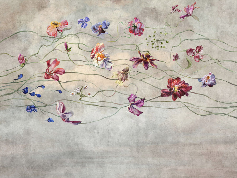 Floral Wallpaper Mural – Flower Wallpaper – Twisted Flowers printable artwork
