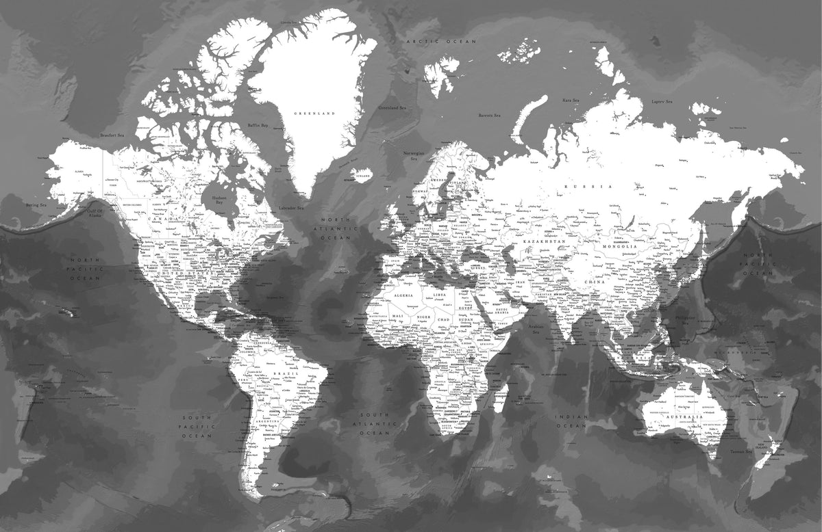 World Map Cities - Olson Mural Wallpaper - pure wallpaper artwork