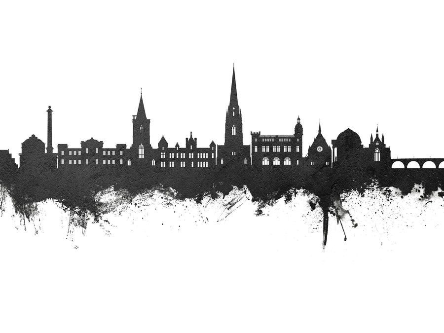 Perth Scotland Skyline Black & White Mural Wallpaper
