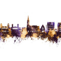 Felixstowe England Skyline Purple & Gold Mural Wallpaper - pure wallpaper artwork