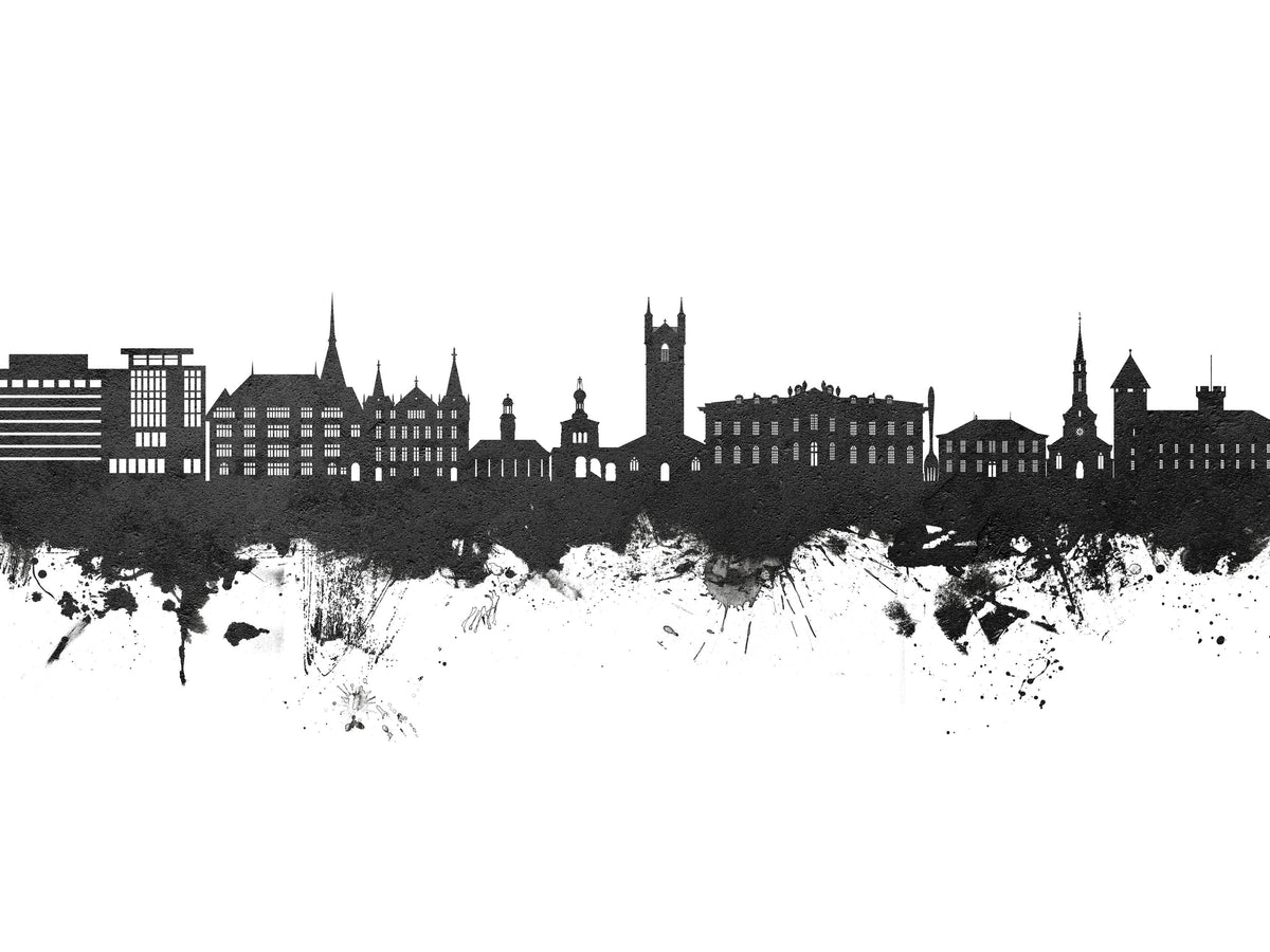 Vevey Switzerland Skyline Black & White Mural Wallpaper - pure wallpaper artwork
