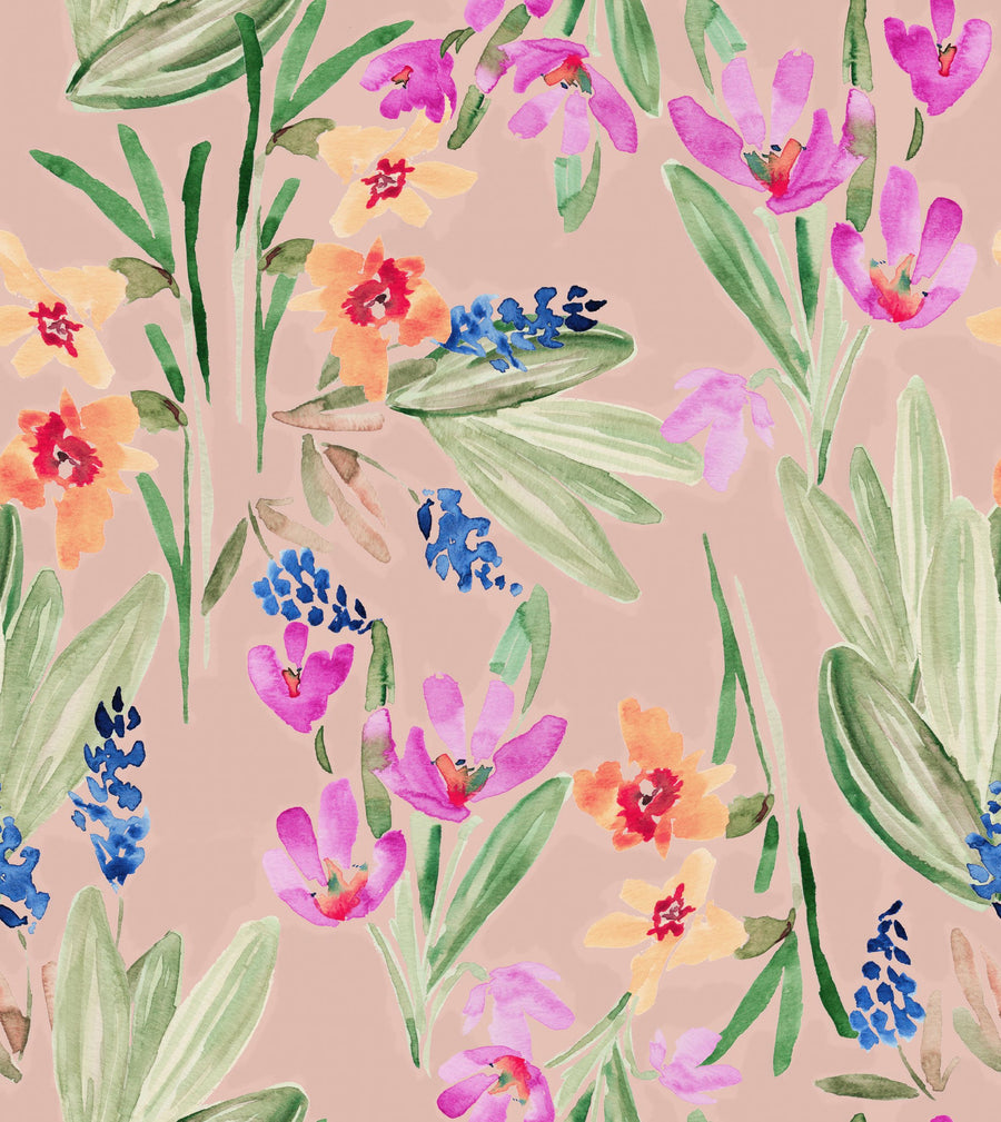 Flower Blush Dusty Pink Mural Wallpaper