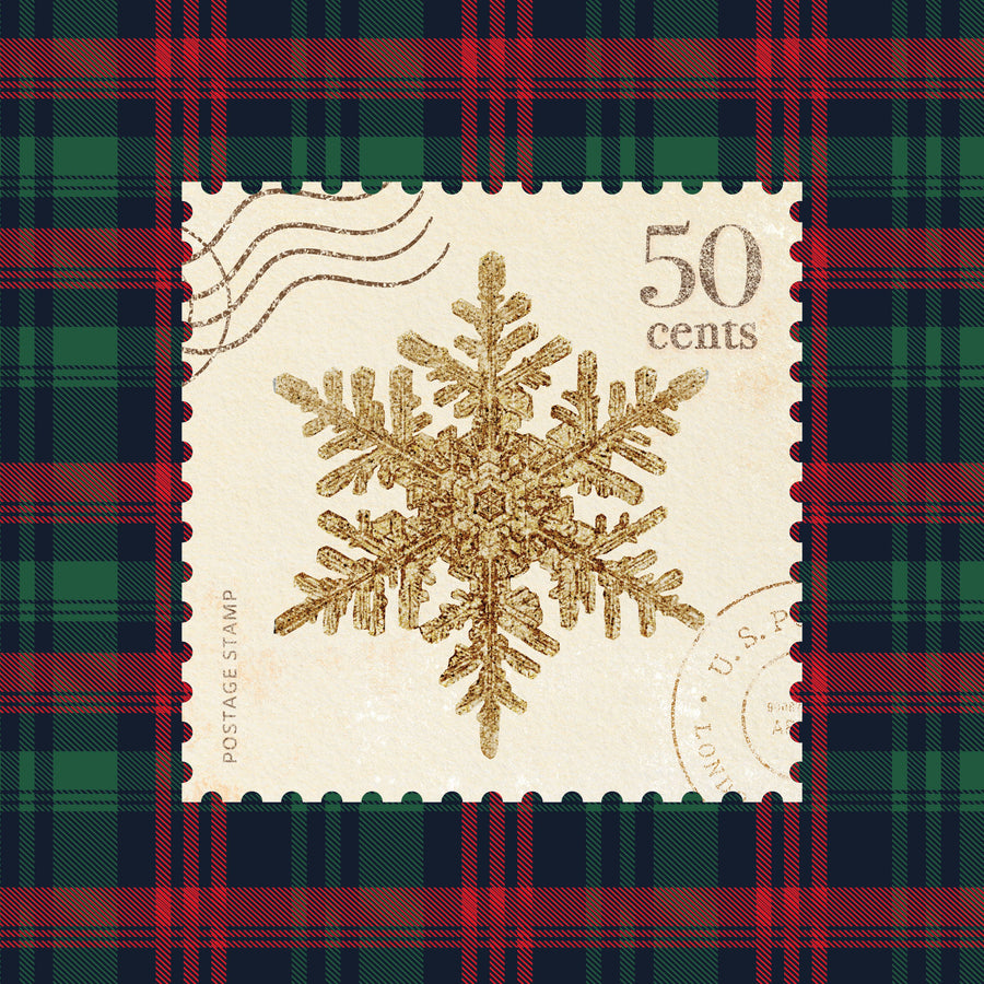 Plaid Christmas Stamp II Mural Wallpaper