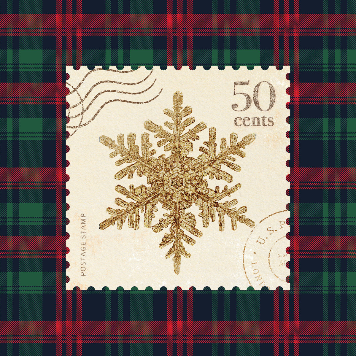Plaid Christmas Stamp II Mural Wallpaper - pure wallpaper artwork