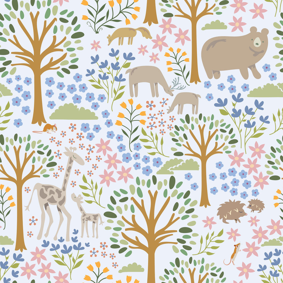 Forest Surprise, Light Blue Mural Wallpaper