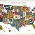 Letterpress USA Map Warm Mural Wallpaper - pure wallpaper artwork