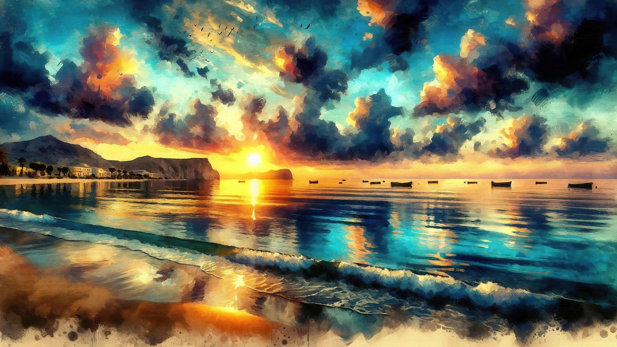 Stunning Coastal Sunset Scene Mural Wallpaper - pure wallpaper artwork