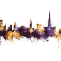 Norwich England Skyline Purple & Gold Mural Wallpaper - pure wallpaper artwork
