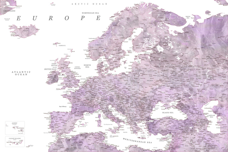 Europe Map Detailed - Cecilie Mural Wallpaper