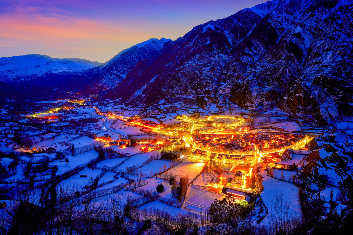 Winter Village Glow Mural Wallpaper - pure wallpaper artwork