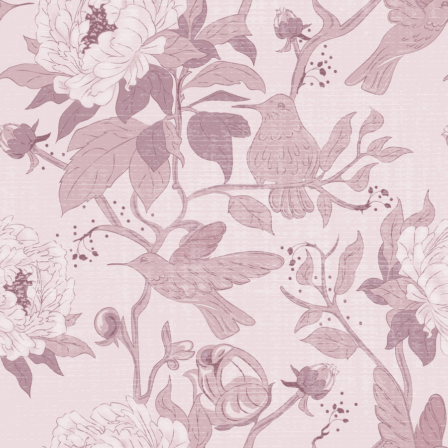 Peony Toile, Rose Mural Wallpaper