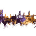 Kingston Upon Hull England Skyline Purple & Gold Mural Wallpaper - pure wallpaper artwork