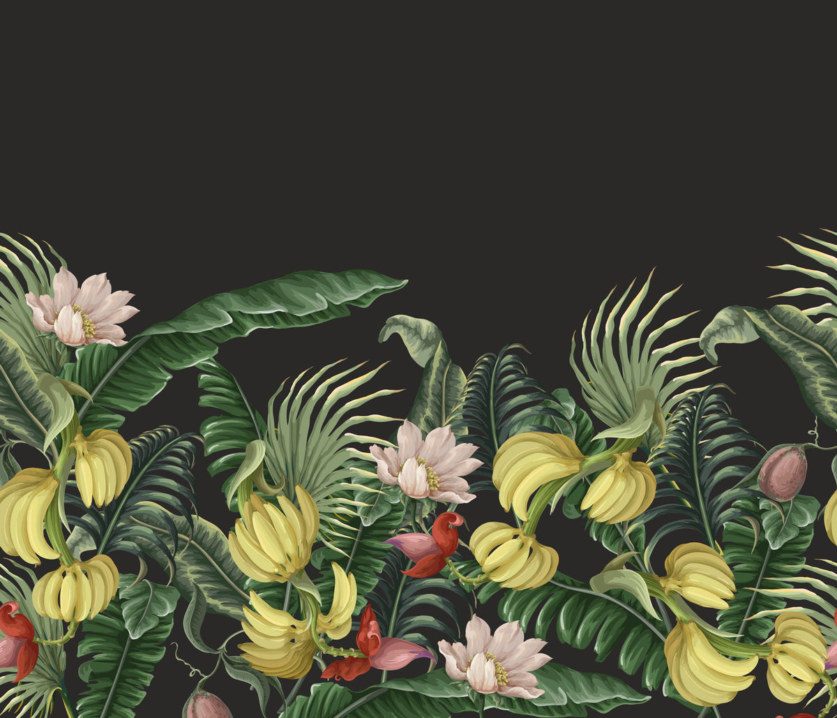 Banana Bloom Border Mural Wallpaper - pure wallpaper artwork