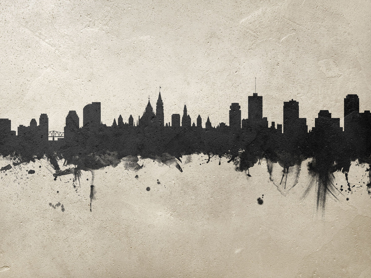 Ottowa Canada Skyline Concrete Mural Wallpaper - pure wallpaper artwork