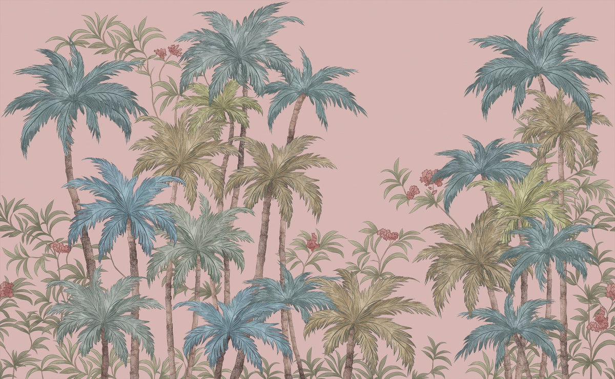 Palm Abode, Peach Mural Wallpaper - pure wallpaper artwork