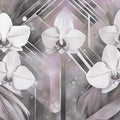 Geometry and Orchids Pink Mural Wallpaper - pure wallpaper artwork