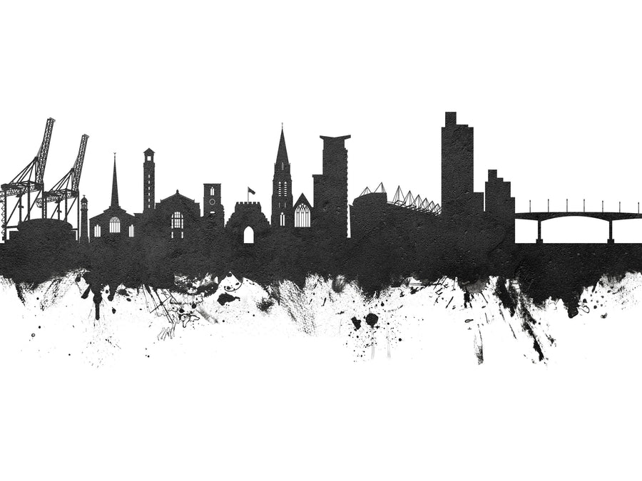Southampton England Skyline Black & White Mural Wallpaper