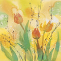 Watercolor Tulip Dream Mural Wallpaper - pure wallpaper artwork