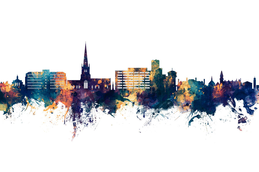 Solihull England Skyline Blue & Bronze Mural Wallpaper