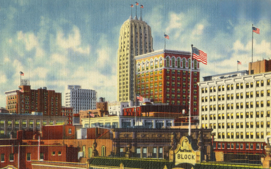 Greetings From Downtown Mural Wallpaper