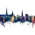 Lichfield England Skyline Blue & Bronze Mural Wallpaper - pure wallpaper artwork
